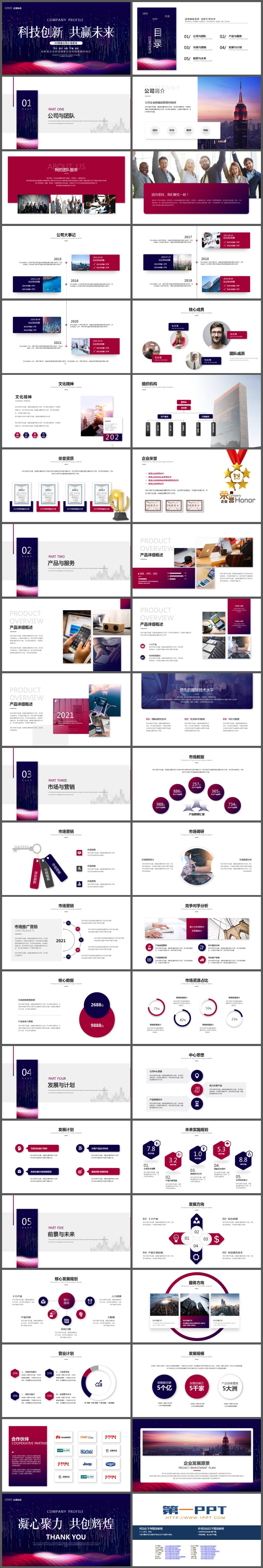 精致蓝色渐变科技公司公司介绍PPTPPT模板