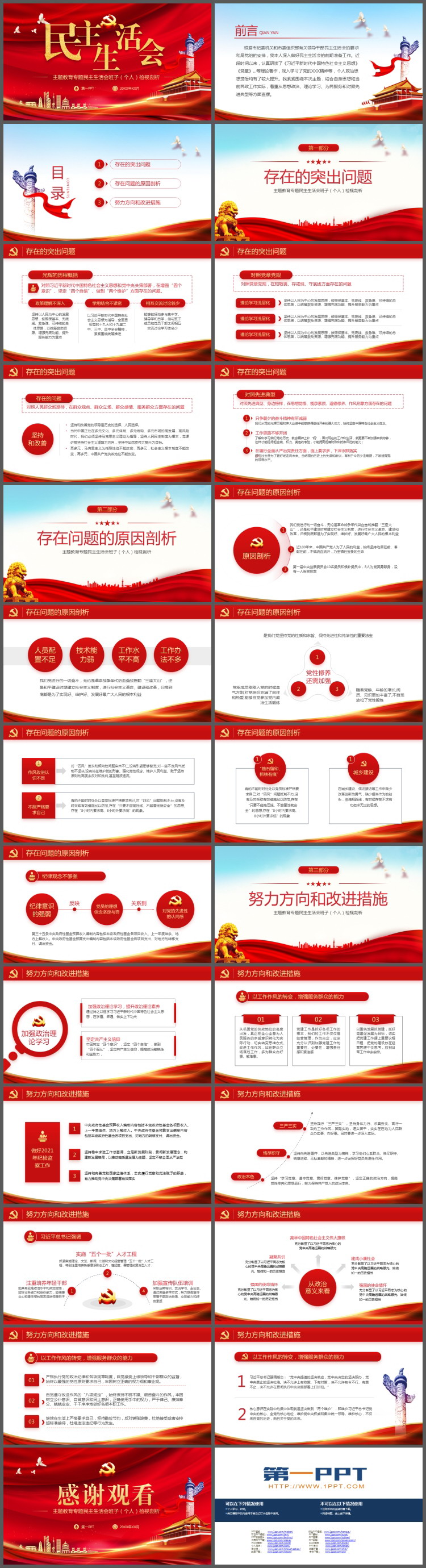 民主生活会PPT模板