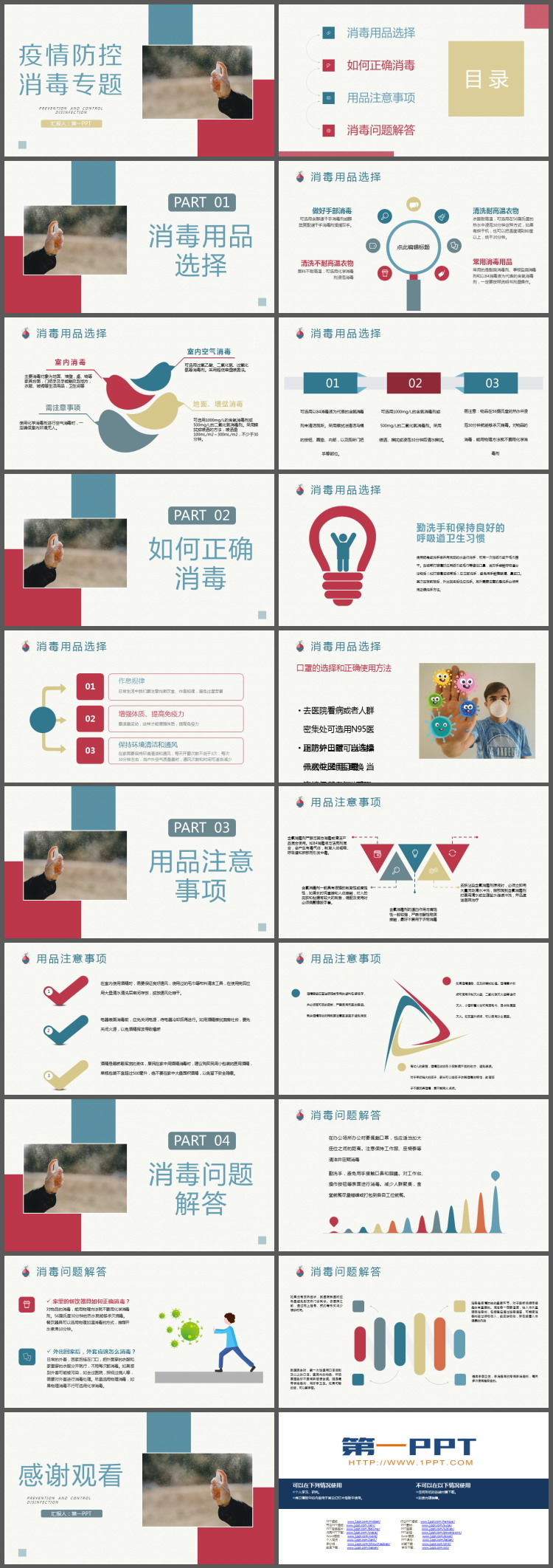 疫情防控之日常消毒专题PPT模板