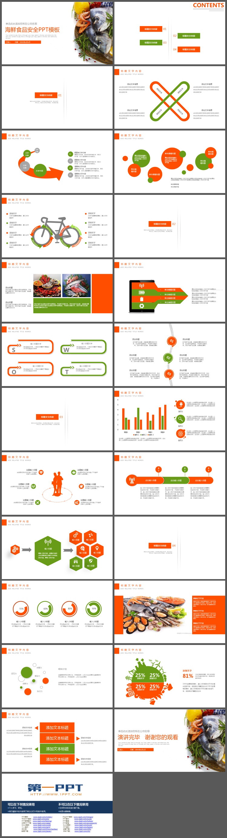 海鲜背景的食品安全PPT主题模板