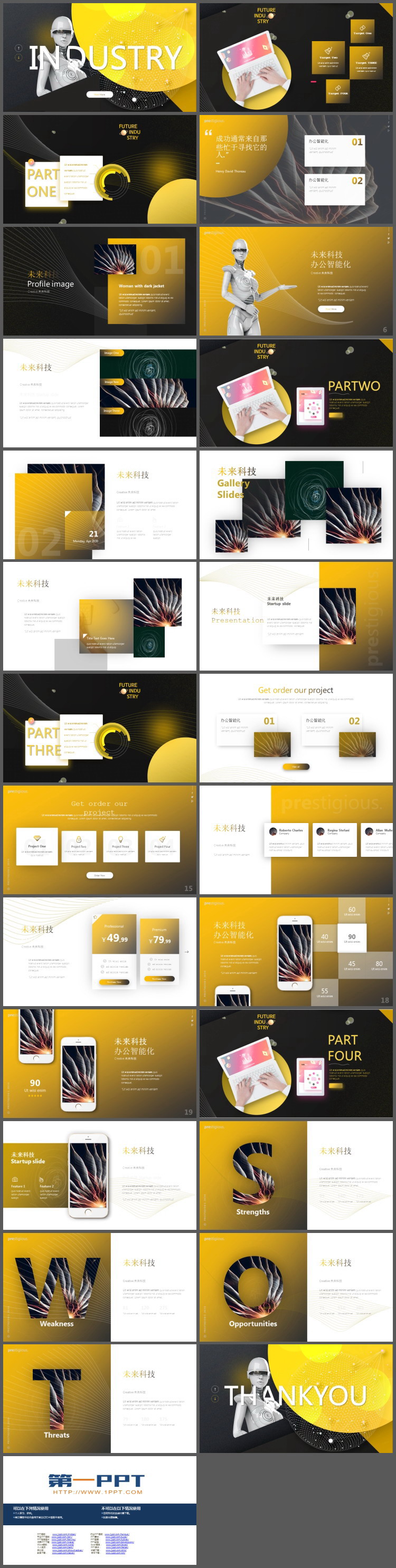 酷炫机器人工业2.0主题PPT模板