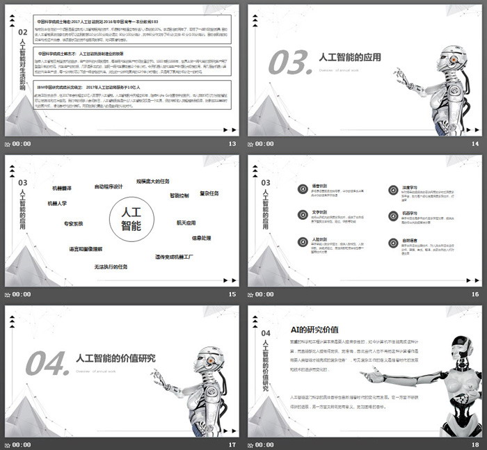 点线粒子机器人背景AI人工智能PPT模板