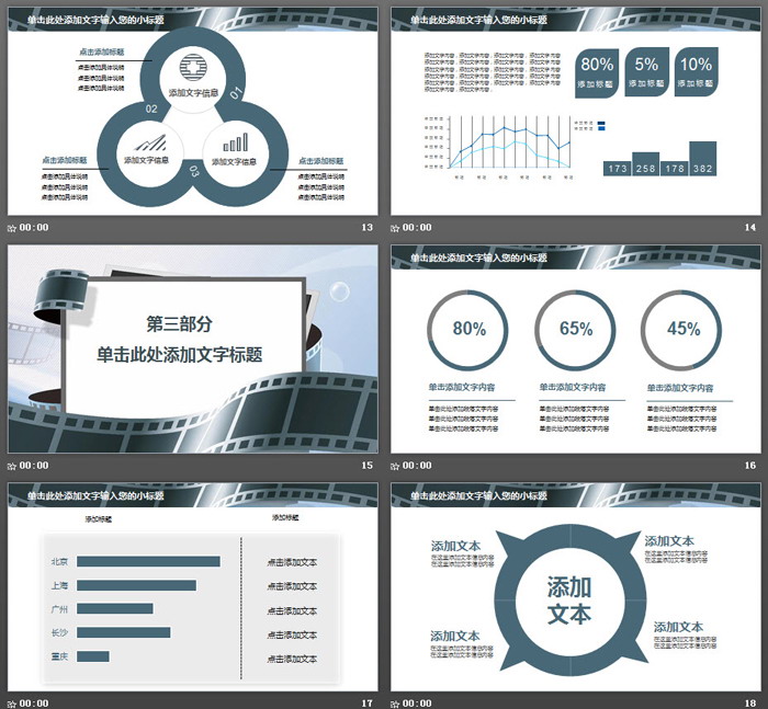 电影胶片影视传媒专业毕业答辩PPT模板