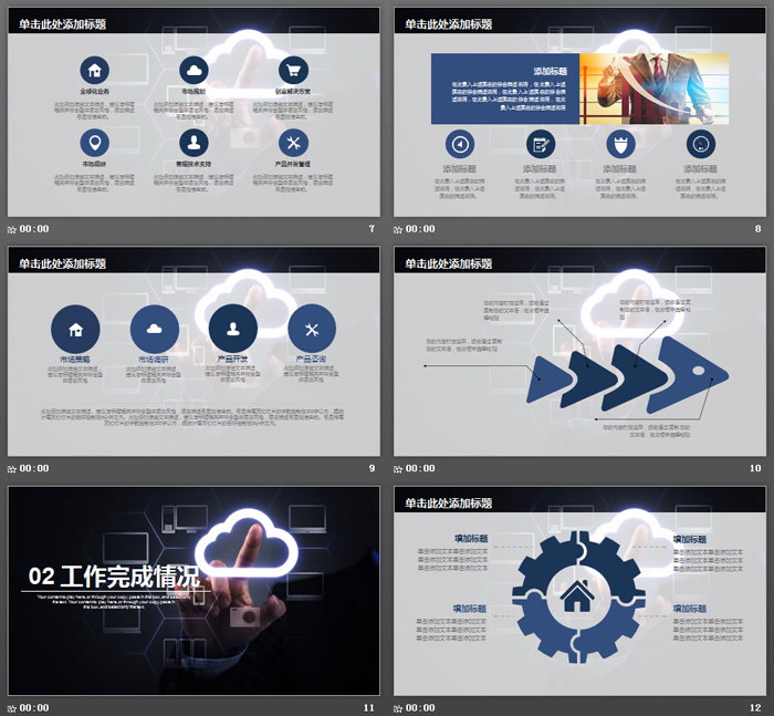 人物手势背景科技行业工作总结汇报PPT模板