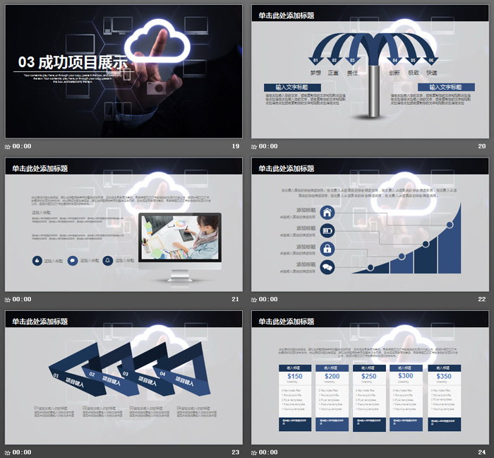 人物手势背景科技行业工作总结汇报PPT模板