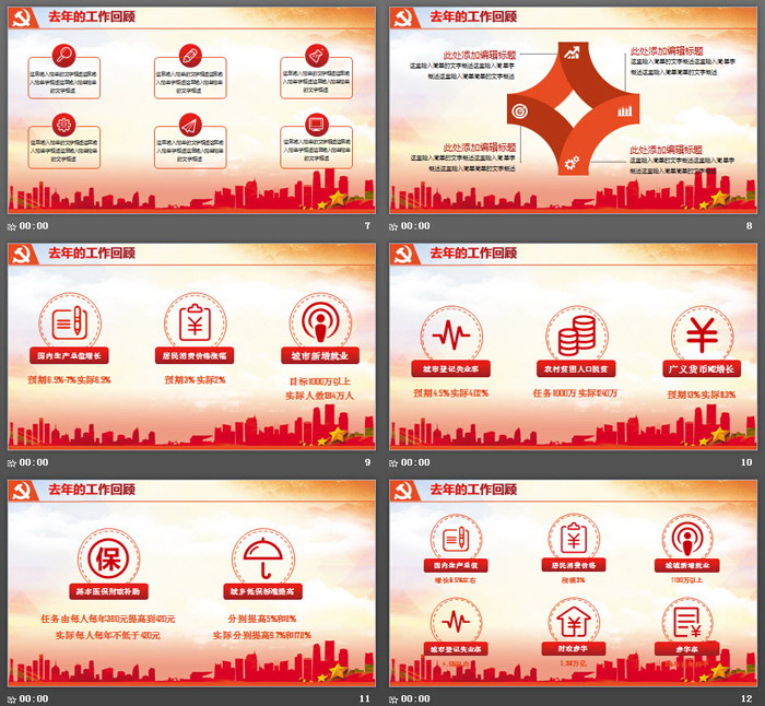 撸起袖子加油干两会政府汇报学习PPT模板