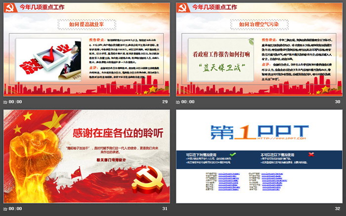 撸起袖子加油干两会政府汇报学习PPT模板