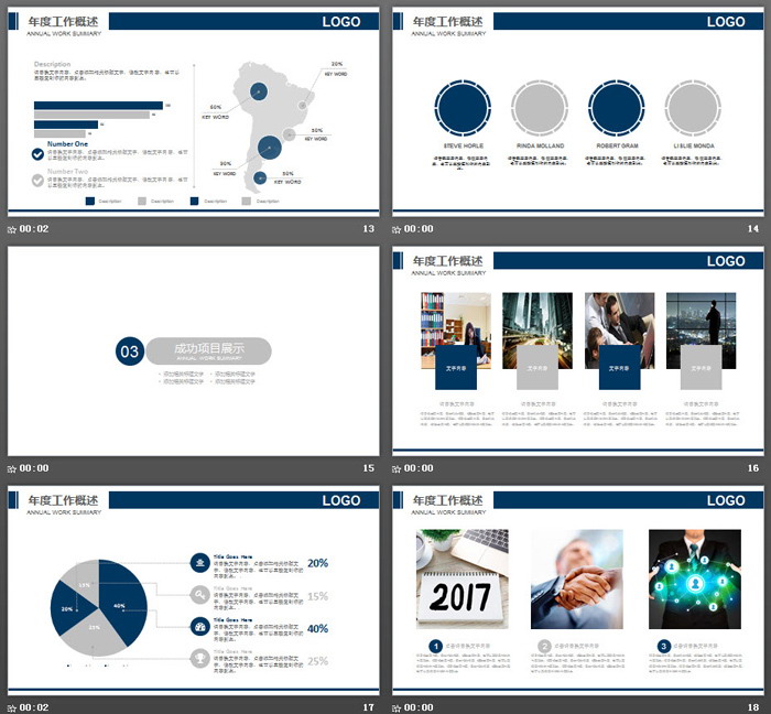 蓝色兴业银行工作总结汇报PPT模板
