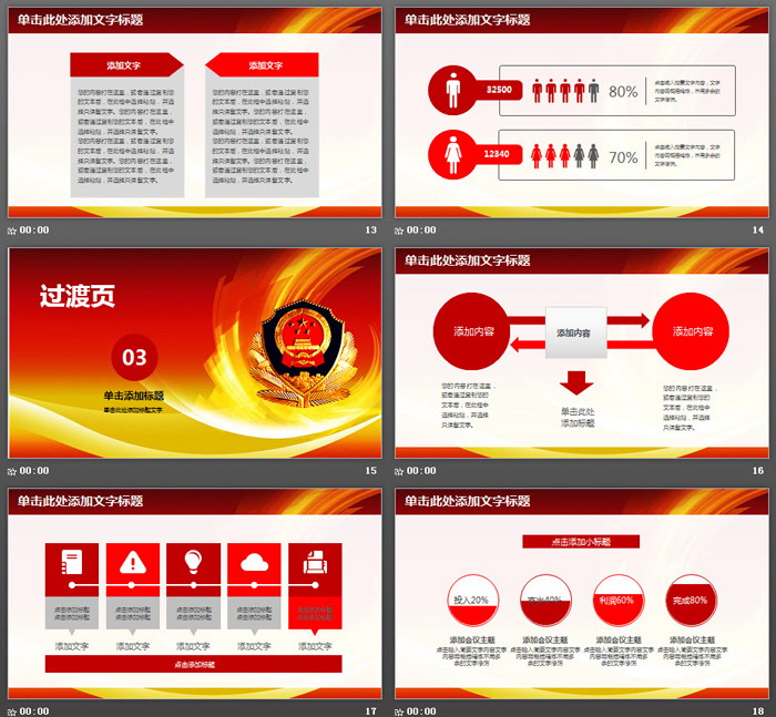 红色公安警察工作汇报PPT模板