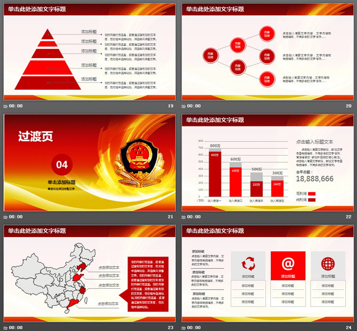 红色公安警察工作汇报PPT模板