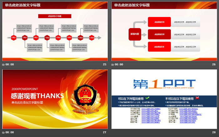 红色公安警察工作汇报PPT模板