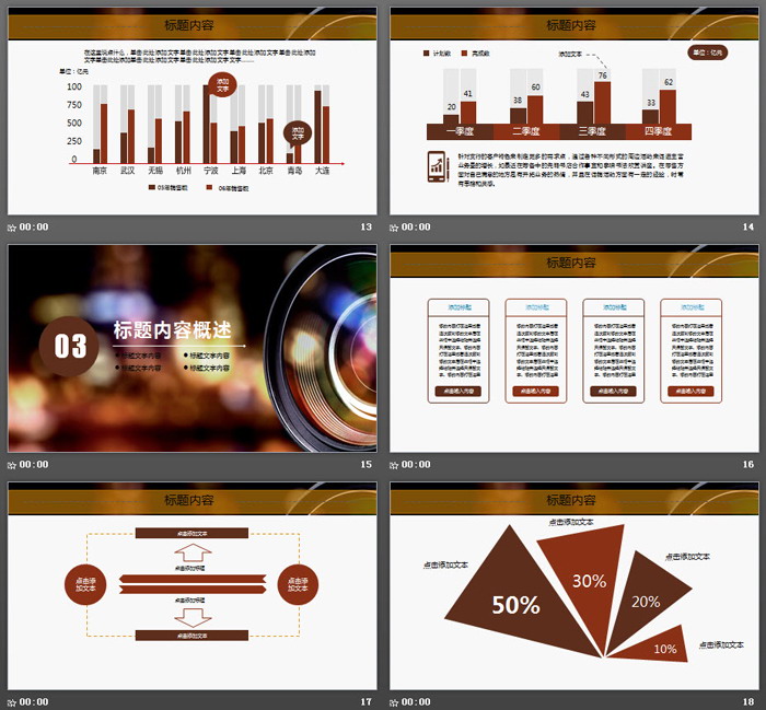 单反镜头背景的摄影大赛PPT模板