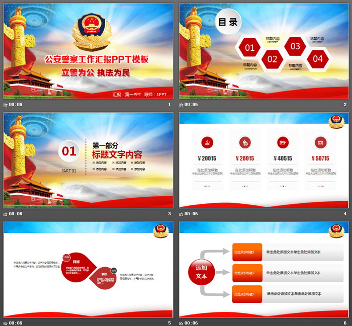 大气公安警察工作汇报PPT模板