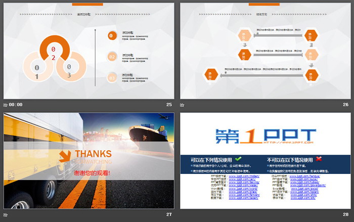 货车货轮背景的物流货运PPT模板