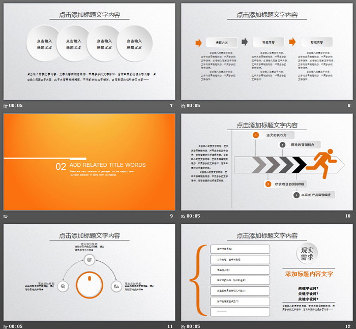橙色扁平化网络科技PPT模板