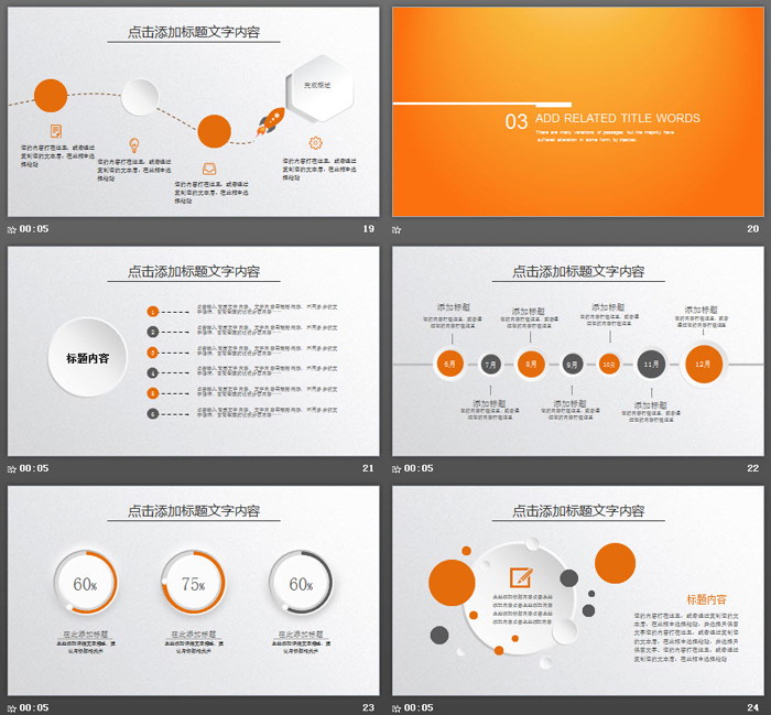橙色扁平化网络科技PPT模板