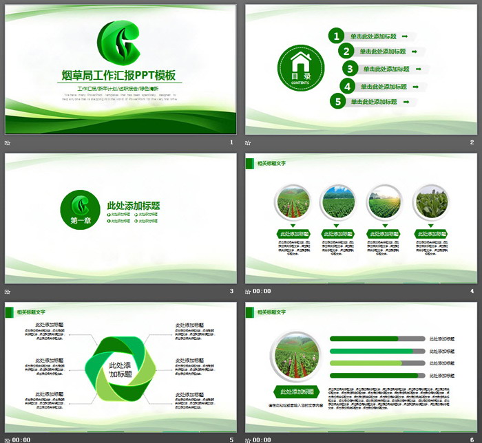 绿色烟草局工作总结计划PPT模板