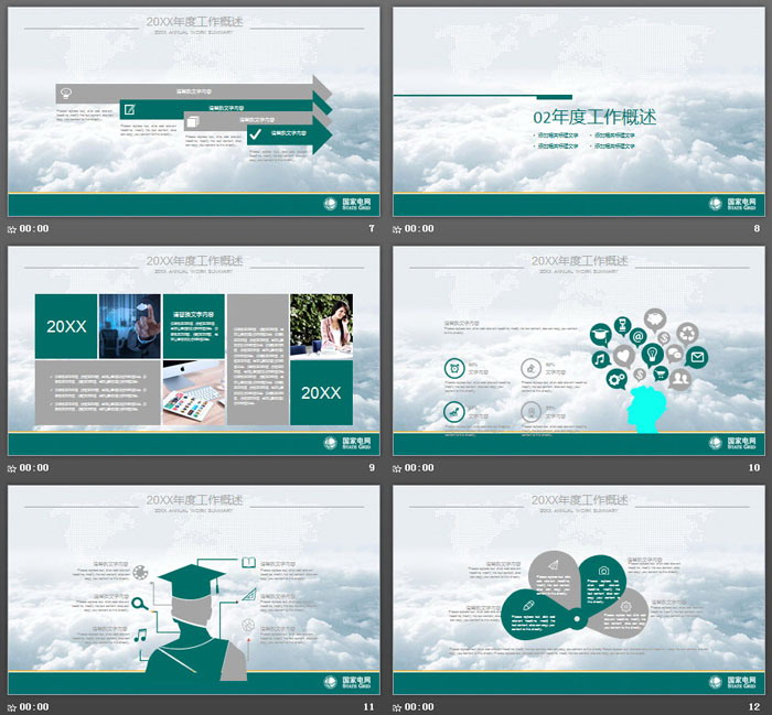 绿色扁平化国家电网公司工作汇报PPT模板
