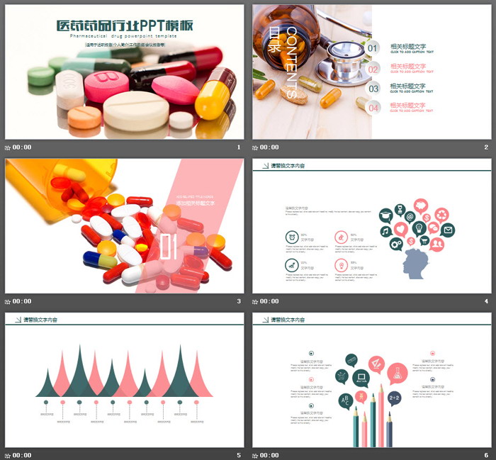 药片胶囊背景的医药行业PPT模板