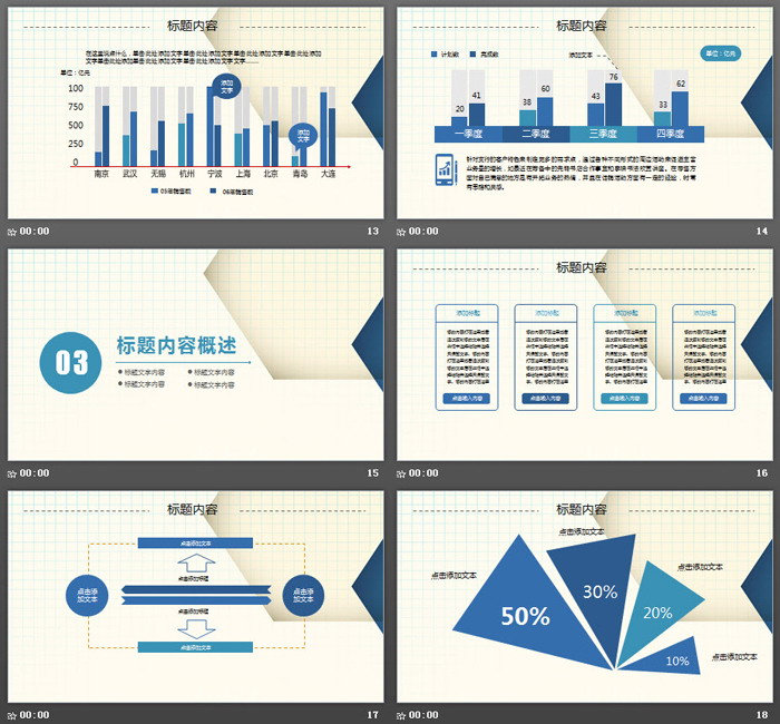 蓝色分子结构背景的医疗医药PPT模板