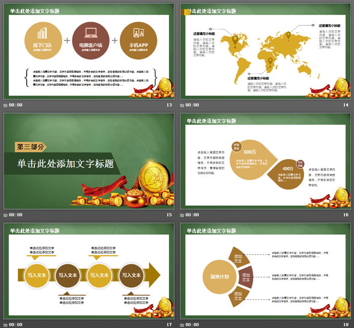 金币聚宝盆背景的投资理财PPT模板