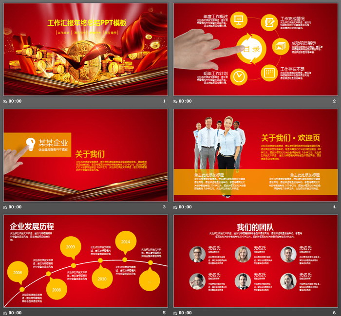 古钱币金币背景的金融行业工作总结PPT模板