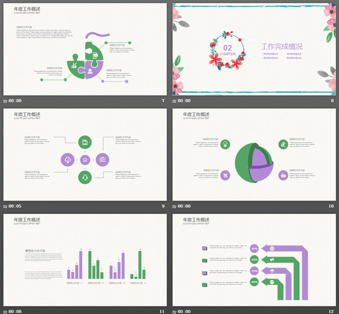 清新水彩相机背景摄影PPT模板