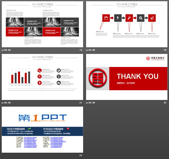 红色版工商银行工作总结PPT模板