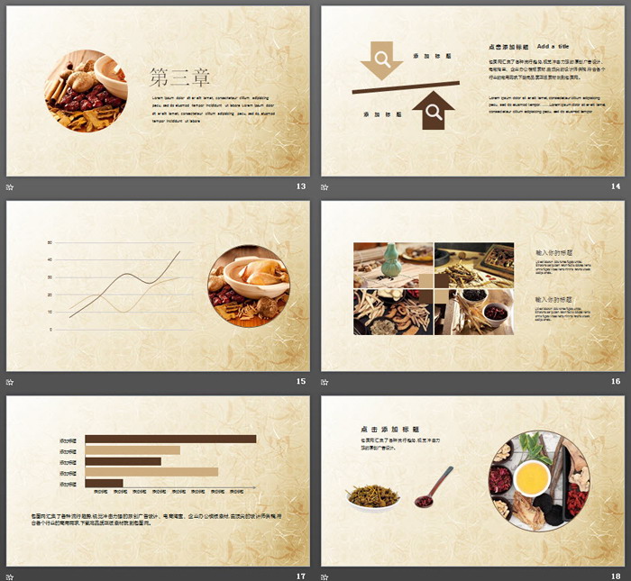 中药灵芝背景的中医文化PPT模板