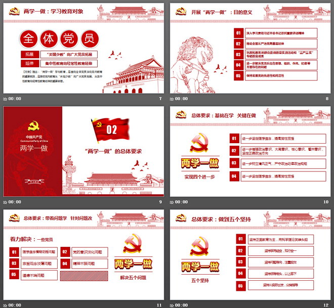 天安门华表背景的两学一做PPT模板