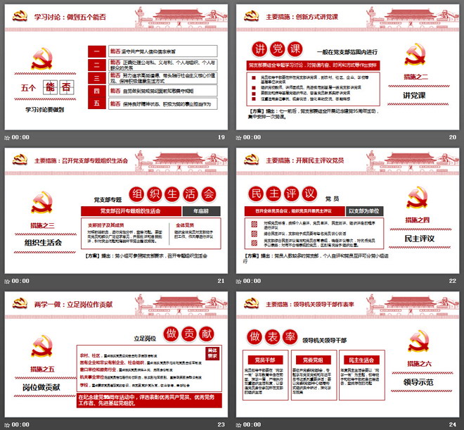 天安门华表背景的两学一做PPT模板