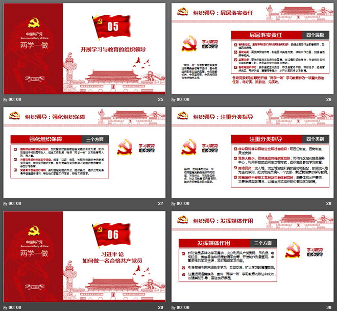 天安门华表背景的两学一做PPT模板