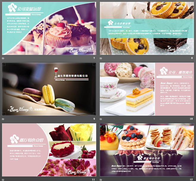 粉色甜点烘焙介绍PPT模板