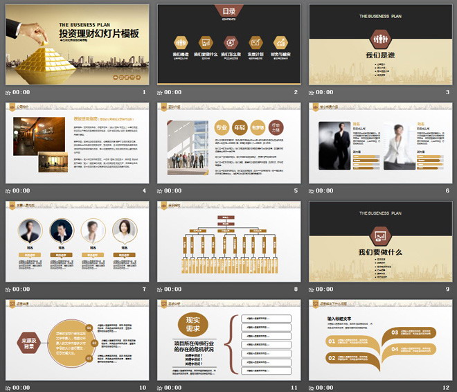 金砖背景的金融理财投资PPT模板