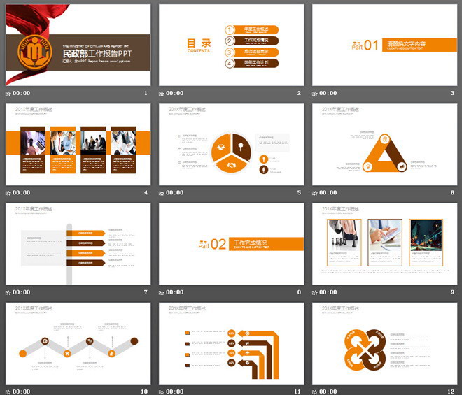 动态民政部工作报告PPT模板