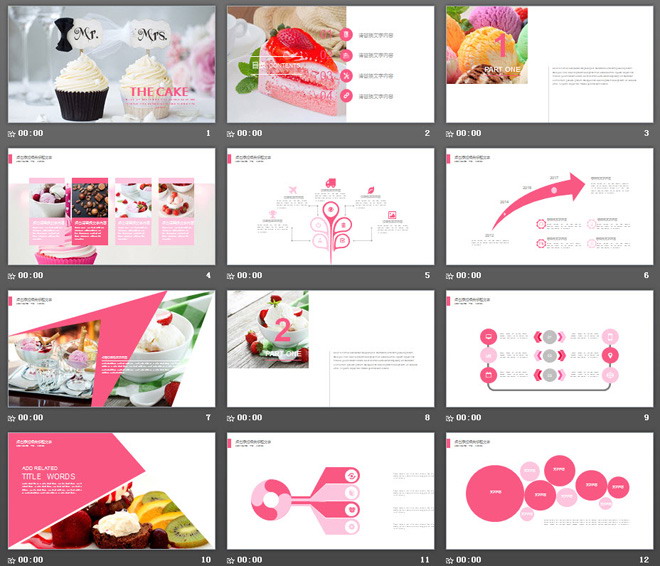 奶油甜点蛋糕背景的美食幻灯片模板免费下载