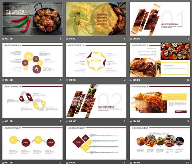 香辣鸡公煲背景的美食PowerPoint模板