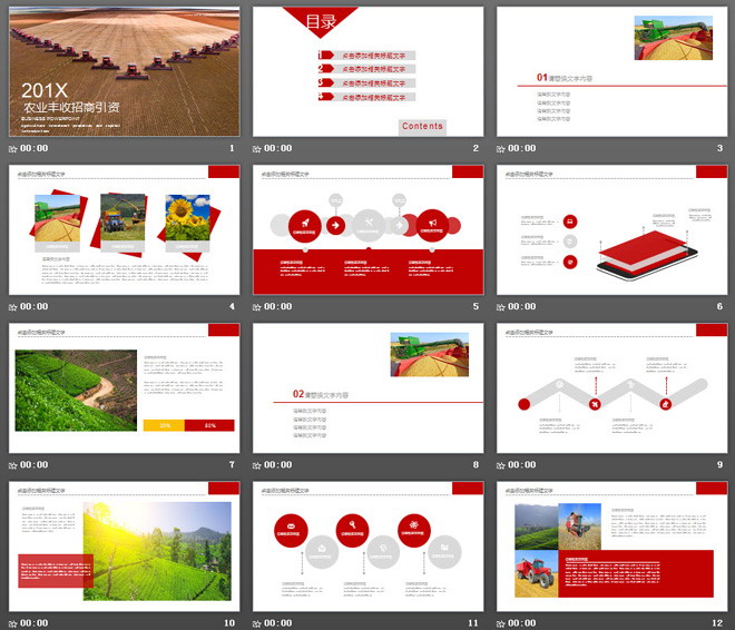 农业丰收背景的招商引资PPT模板