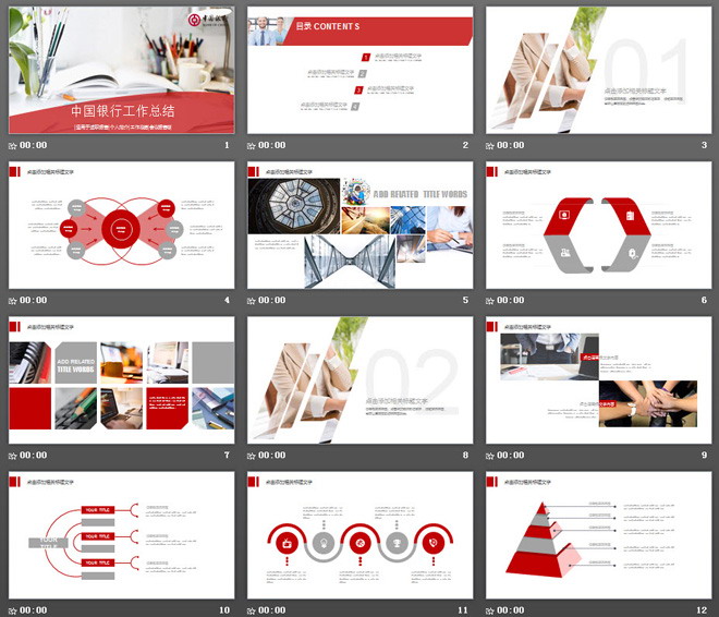 中国银行工作总结PPT模板