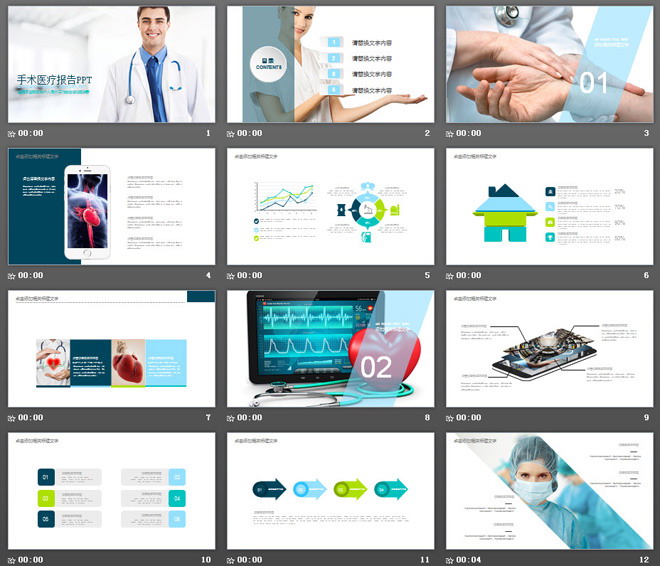 医院医生手术医疗报告PPT模板