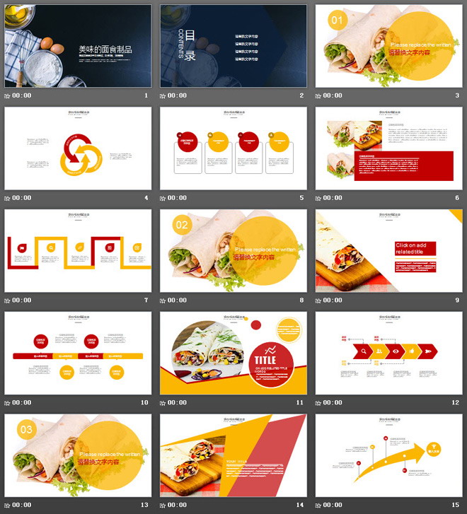 美味面食主题餐饮美食PPT模板免费下载