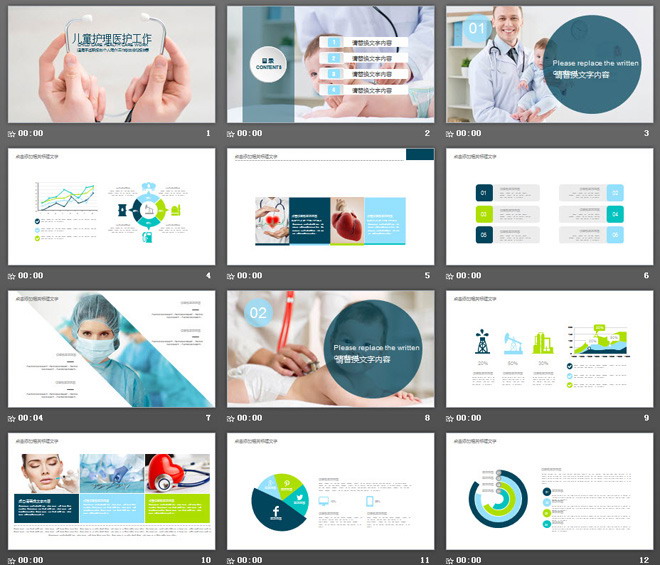 儿童护理医护工作汇报PPT模板免费下载