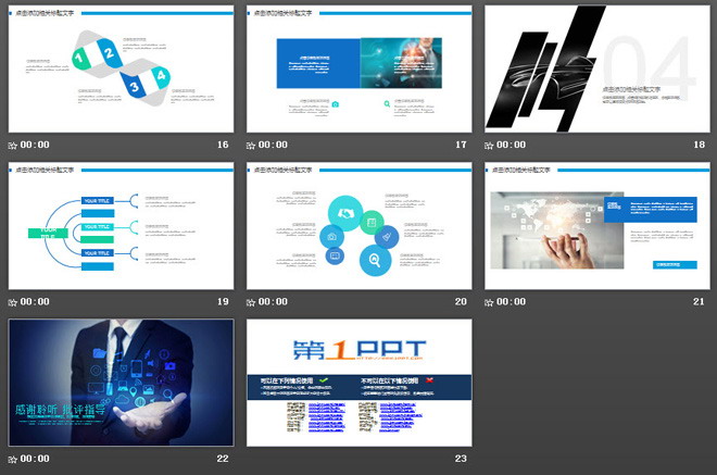 蓝色动态移动互联网行业年终工作总结PPT模板