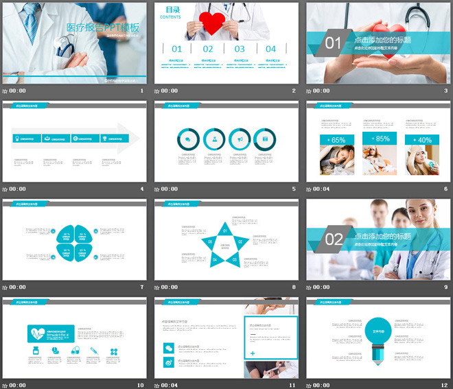 蓝色医疗医学报告PPT模板免费下载