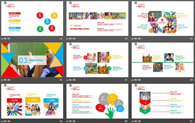 彩色儿童教育培训PPT模板