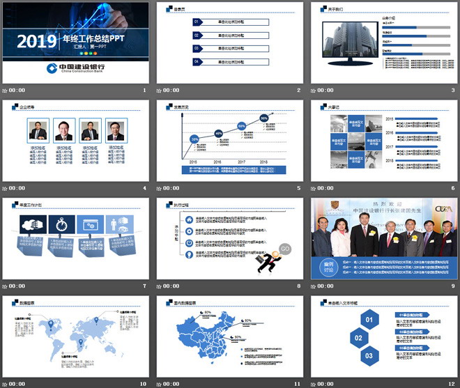 中国建设银行工作总结汇报PPT模板