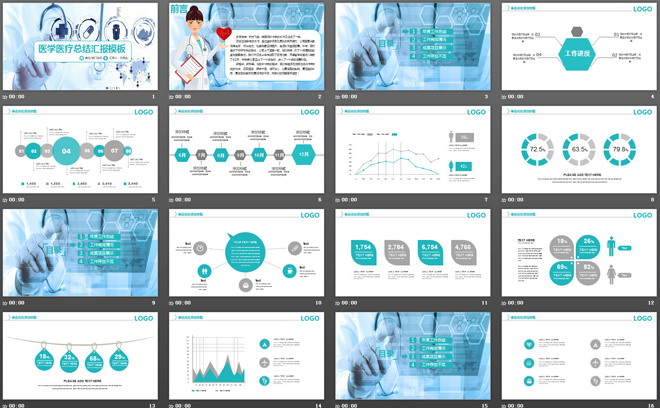 淡蓝色医疗医学工作总结汇报PPT模板