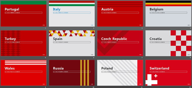 24张欧洲杯球服配色PPT模板