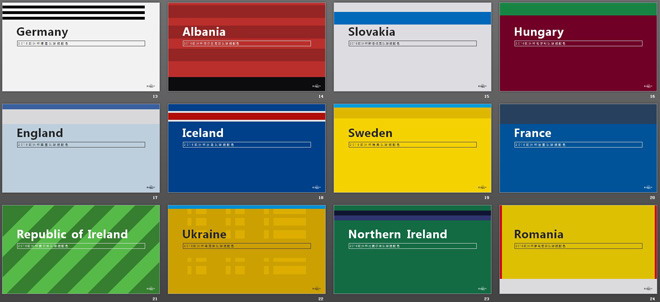 24张欧洲杯球服配色PPT模板