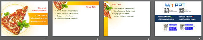 西餐披萨背景的餐饮美食幻灯片模板下载